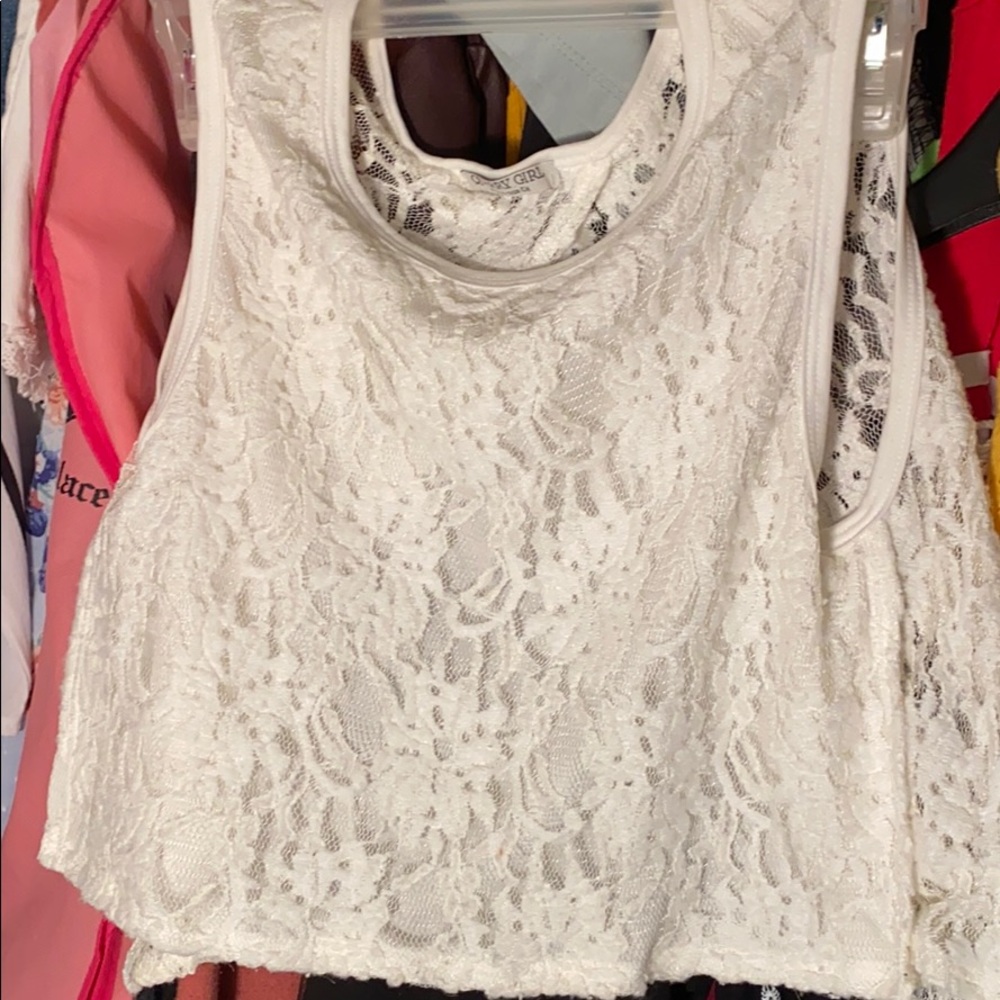 White lace crop top